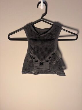 Urban Outfitters Dark Grey Mesh Cropped Tank